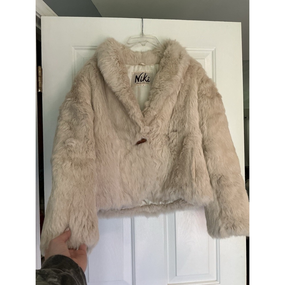 Vintage Made In Hong Kong Dyed Rabbit Fur Coat Cropped Medium *READ